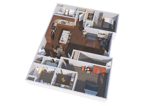 Floor plan for 2 beds, 2 baths, 1174 sqft